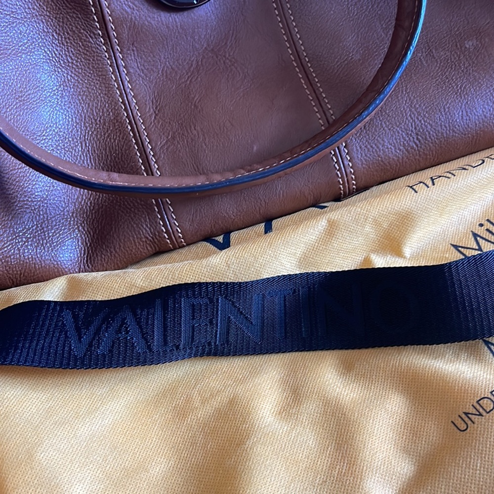 Valentino Brown Leather Weekender Bag - Picture 9 of 11